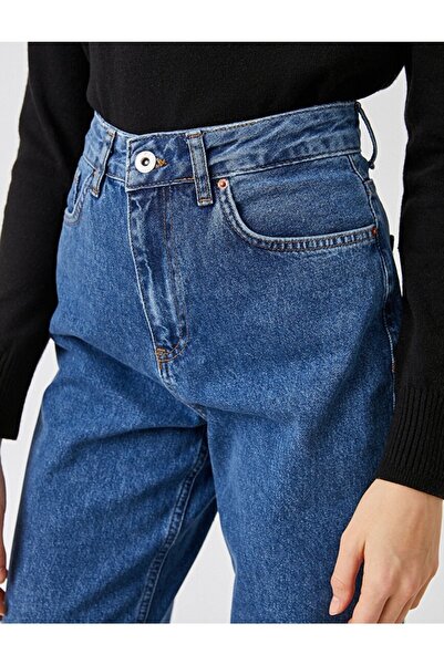 LİMABEL Blugi de damă în lycra cu talie super înaltă, cu spălare pe zăpadă albastră