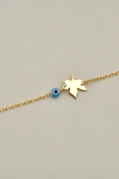 Minamis Silver 925 Ayar Gümüş Çınar Yaprağı Nazarlı Halhal