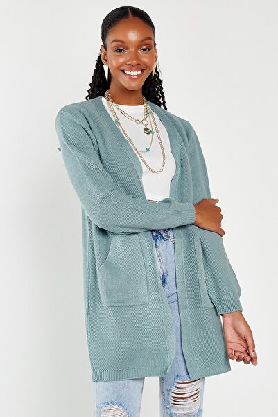 Hopoi Cardigan de damă mentă cu buzunar dublu 60500