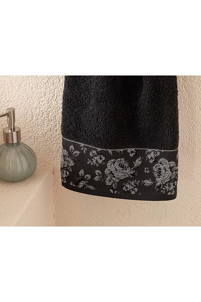 English Home Πετσέτα προσώπου Rose Belle Bordered 50x76 cm Anthracite