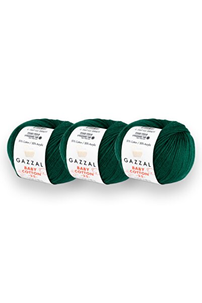 Gazzal Bumbac pentru bebeluși 25gr Pachet de 3 Amigurimi Punch Fir pentru tri...