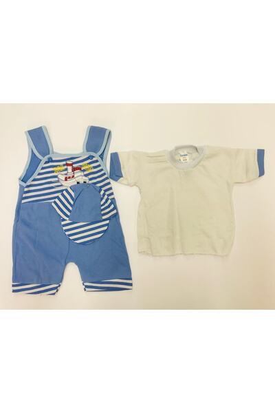 Baby Slon Kids Clup Yazlık Penye Şapkalı Gemi Nakışlı Badili Mavi Erkek Bebe ...