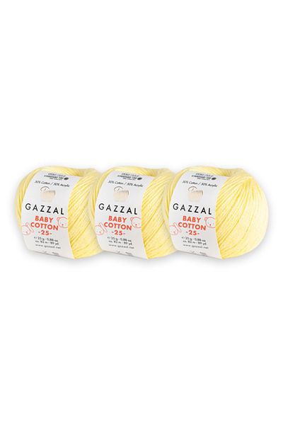 Gazzal Bumbac pentru bebeluși 25gr Pachet de 3 Amigurimi Punch Ață de tricotat manual Taka Yarn (3413)