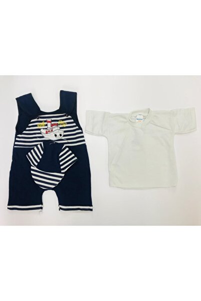Baby Slon Kids Clup Yazlık Penye Şapkalı Gemi Nakışlı Badili Lacivert Erkek B...