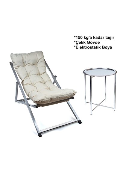 HUNDEMİR Minderli - Migs Şezlong Seti Bahçe&balkon&teras&plaj Katlanır Set - ...