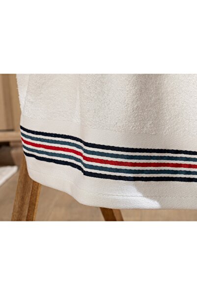 English Home Striped Cotton Face Towel 50X70 cm White - Navy Blue