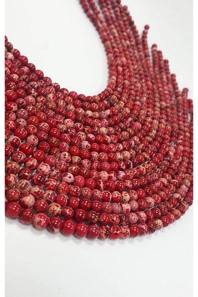 Yüksel Boncuk Σειρά φυσικών πολύτιμων λίθων 6 mm Red Variscite