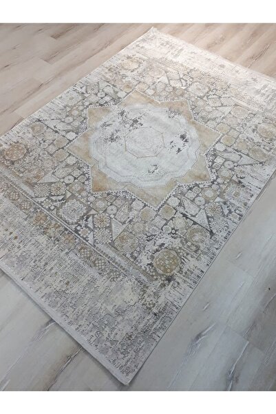 Tuğra Halı Memlük 1461 Gri Gold 160x230 Cm Saçaklı Yüksek Kalite Salon Halısı