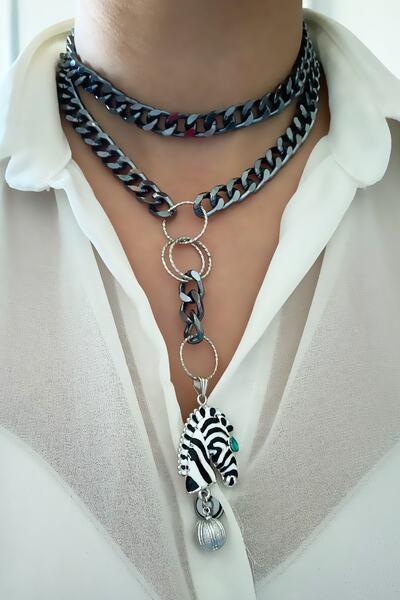 Liveyn Design قلادة زيبرا صفين