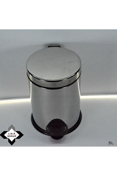 LİGROUND Stainless Chrome Standard Size Smart Toilet Brush & Pedal 3L Trash Can Set