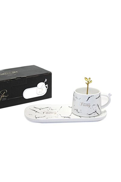 myhomehediyelik كوب بتصميم خاص منقوش بالرخام مع طبق تقديم