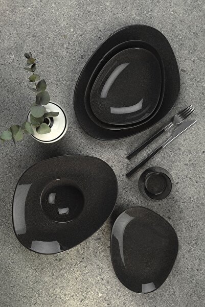 Kütahya Porselen Galaxy 29 Cm.spagetti Tabağı Mıx Granül Antrasit 1 Adet