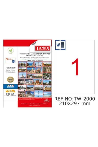 Tanex Tw-2000 210x297mm Επικαλυμμένο αυτοκόλλητο λέιζερ 100 τεμάχια