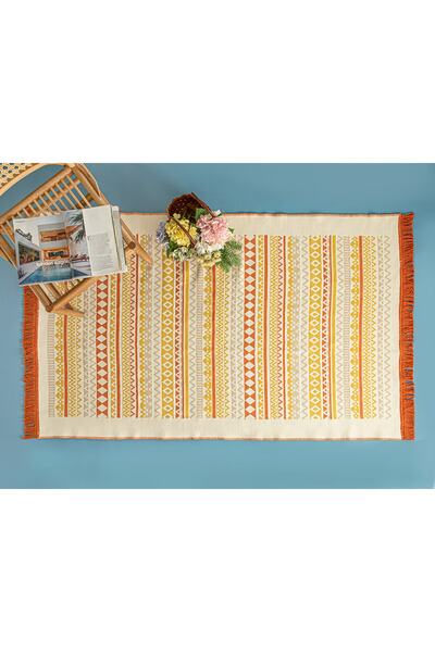 English Home Multi Colors Dokuma Kilim Turuncu
