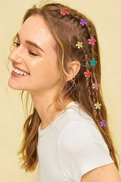 C&E Design Kadın 24'lü Renkli Küçük Papatya Mandal Toka