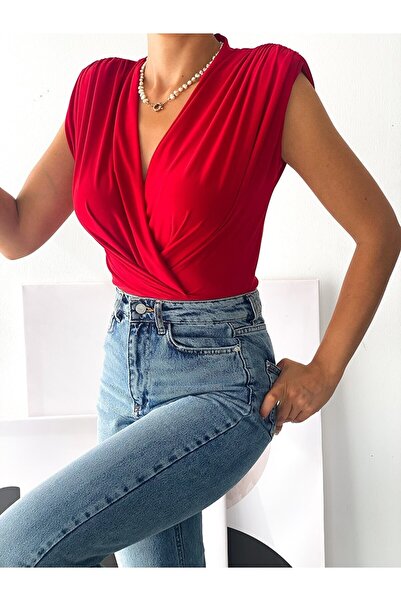 JellyBon Kadın Vatka Detaylı Kruvaze Yaka Zıbın