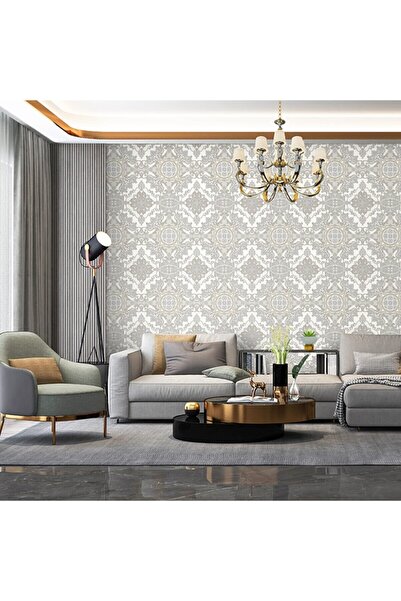 Adawall Seyyah 1301-2 Damask Desenli Duvar Kağıdı (beyaz)