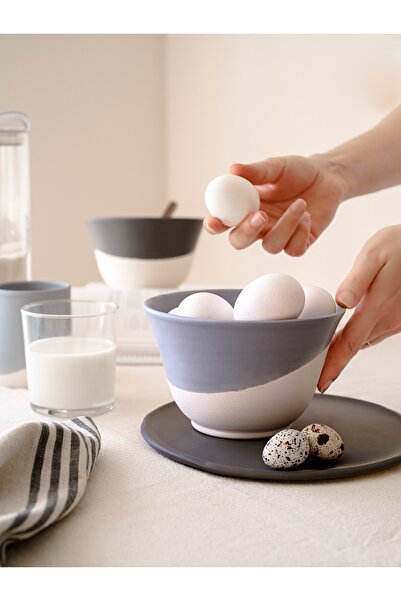 Beige & Stone وعاء سيراميك رمادي من الحجر الطبيعي