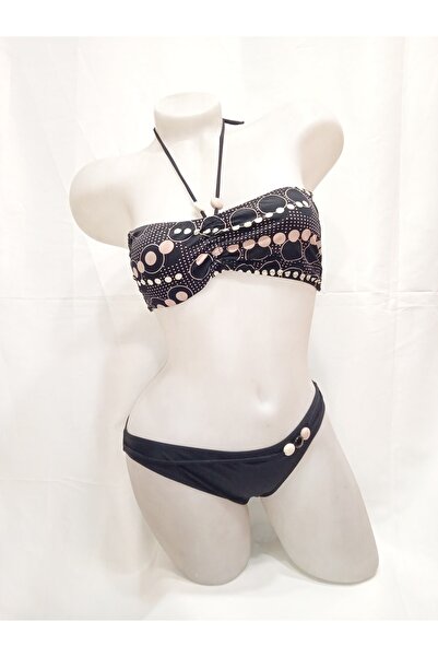 MasmaviMilla Жіночий комплект бікіні без бретелей кольору верблюжого чорного ...