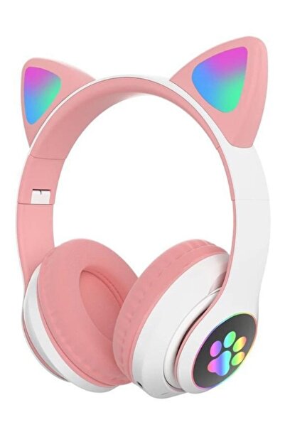 POLYGOLD Kedi Kulak Led Işıklı Kablosuz Bluetooth Mikronlu Hafıza Kartı Giriş...