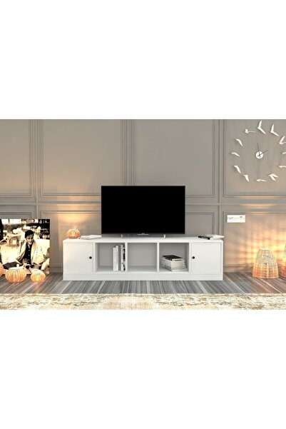 Nettrends Kapakli Kitaplikli Tv Ünitesi Beyaz 161 Cm Tvt-1044-ç