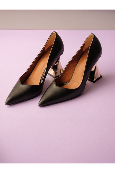 AYAKKABI PRENSİ Empire Black Matt 8 cm Дамски обувки с висок ток и тънък ток