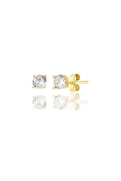 Zanaatsilver Gümüş Pırlanta Montürlü Tektaş Küpe-4mm