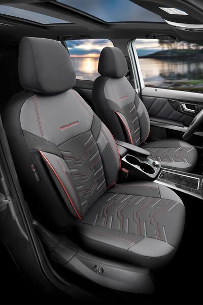 Otom Car Seat Cover Full Set Stitch Tech Black Red - Reflective
