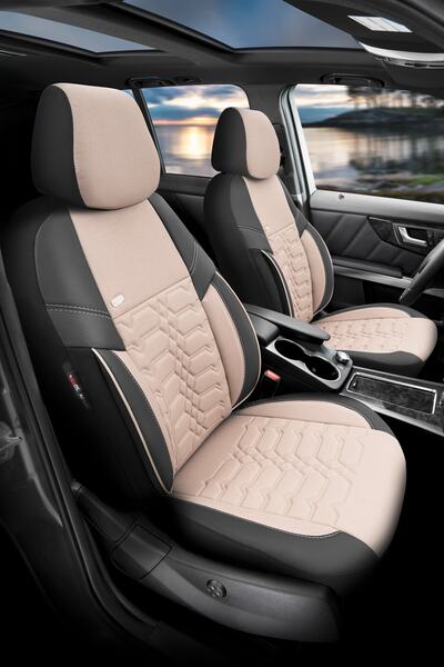 Otom Car Seat Cover Full Set Special Design Black Beige - Elegance