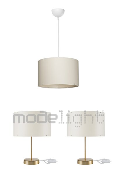 Modelight Arel Yatak Odası Set - Krem Sarkıt 2 Gold Abajur Salon-oturma Odası-çocuk Odası-yemek Odası
