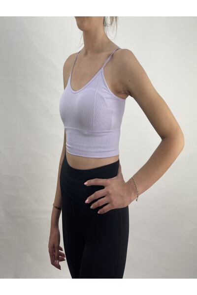 MİSTİRİK Sierra Model Ip Askılı Kumaş Süper Crop Bluz Lila Renk