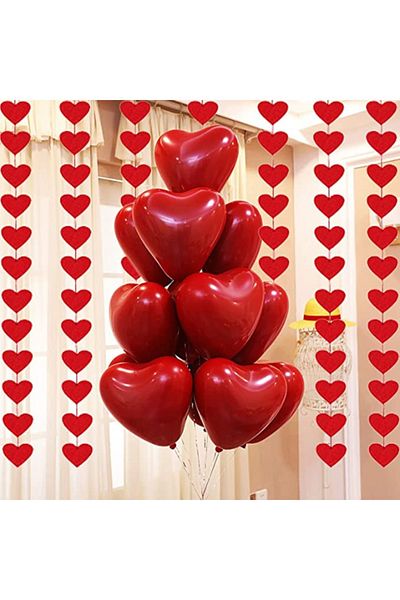 Janissary 100 Pieces Heart Balloon Indoor, Decoration, Birthday Party