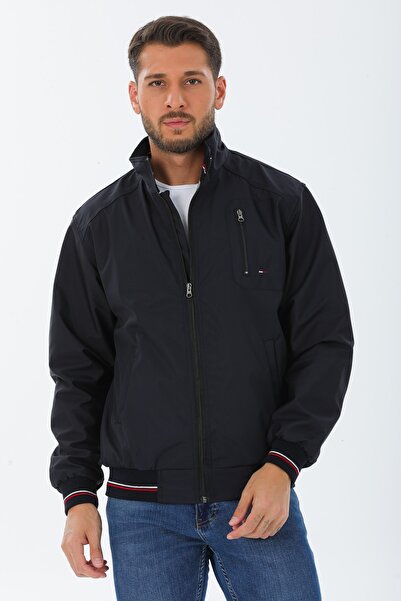 ALMİNA Wapp Su Geçirmez Lacivert Ribana Yaka Iç Astarlı Iç Cepli Günlük Mevsimlik Mont