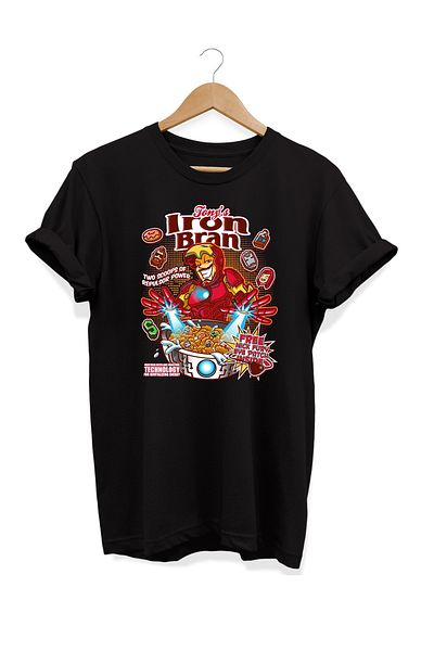 remonz Σειρά Food Iron Man Corn Flakes εμπριμέ 100% βαμβακερό μπλουζάκι μεγάλου μεγέθους