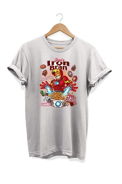remonz Σειρά Food Iron Man Corn Flakes εμπριμέ 100% βαμβακερό μπλουζάκι μεγάλου μεγέθους