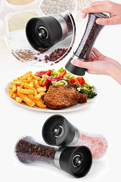 Tilbe Home Salt Mill Pepper Shakers Black Pepper Salt Shakers Spice Has Mill Rotary Ceramic Blade Grinder