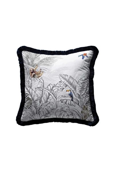 Adawall وسادة بتصميم أوراق النخيل مقاس 45 × 45 سم من ألياف حبيبات الحشو، شهاد...