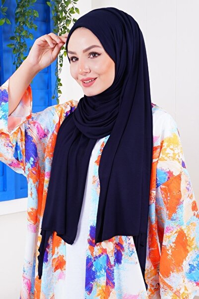 Afilva Şal din bumbac pieptănat pentru femei Sal Salona Üke bleumarin