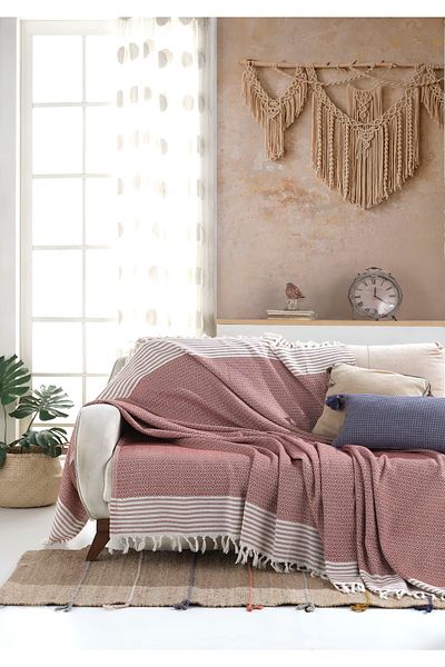 Lux Touch Bergama Tile 2 Pieces Sofa Cover 180 X 200 Cm Sofa Throw Sofa Armchair Cover Cotton