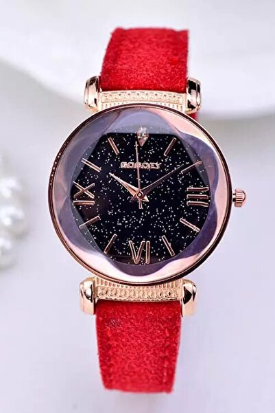 Gogoey Kadın Kol Saati Kırmızı Rose Gold Lüks Moda Şık