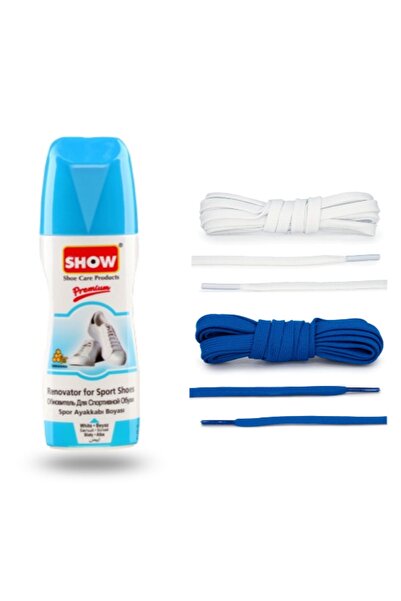 COMFORTSTEP زوجان من أربطة الأحذية الرياضية + طلاء من الجلد الأبيض والنسيج