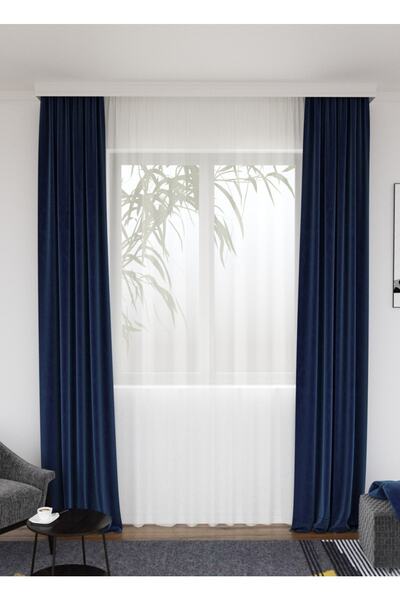 lüks House Lüks Keten Görünümlü Tül Perde Pilesiz Krem Rengi.