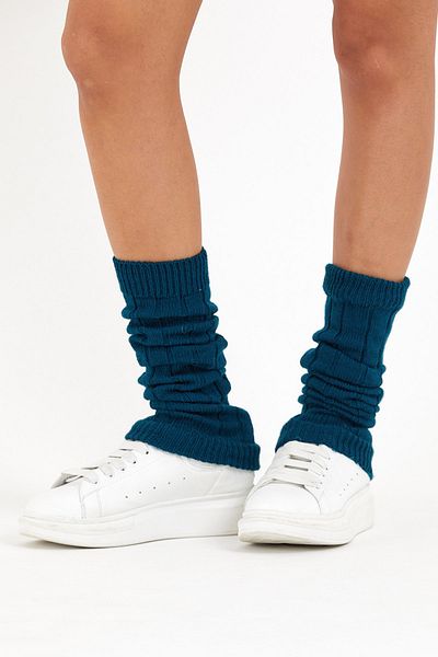 SOCKS WORLD Дамски зимни клинове и аеробни ботуши от дебел памук, петролно сини
