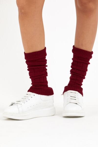 SOCKS WORLD Women's Thick Cotton Winter Leggings Boots Socks Burgundy