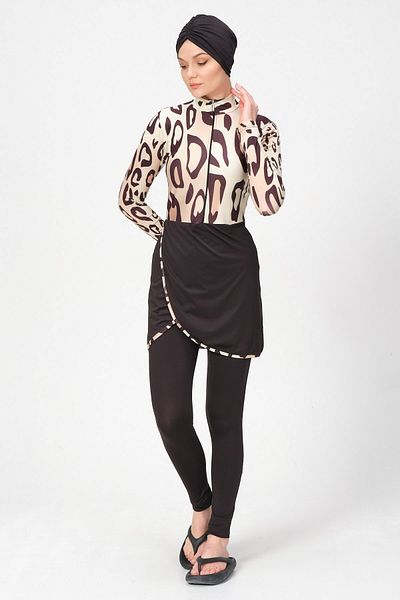 ALFASA Nude Double Breasted Hijab Skirt Swimsuit
