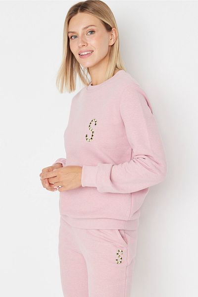 Kolekcia Trendyol Pletená tepláková súprava Dried Rose Basic Raised Printed