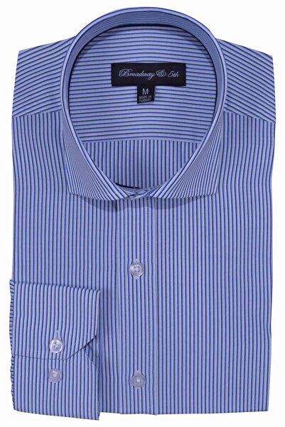 Ottomoda Erkek Çizgili Uzun Kollu Italyan Yaka Gömlek, B5-017