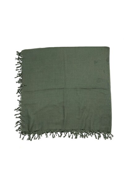 Naz Ipek Düz Renk El Işi Boncuklu Yazma 110cm X 110cm Asker Yeşili Haki