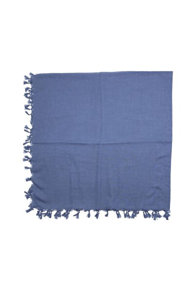 Naz Ipek Düz Renk Boncuklu Yazma 110cm X 110cm Petrol Mavisi