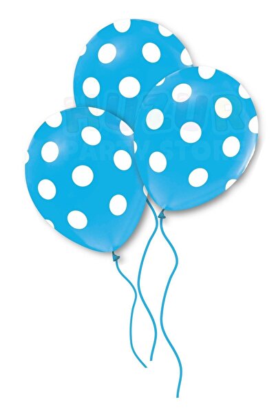 Huzur Party Store بالون منقط أزرق 10 قطع 30 سم بالون حفلة عيد ميلاد نقطة بيضاء زخرفة عالية الجودة